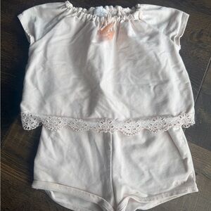 Chloe Soft Pink Baby Set with Lace Trim
